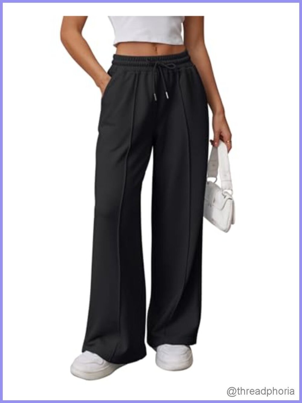 Women's Baggy Wide Leg Sweatpants, High Waisted with Pockets, Lounge